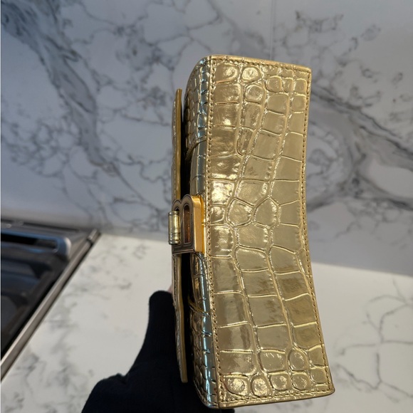 Balenciaga hourglass Gold Crocodile Embossed Handbag - Picture 2 of 7